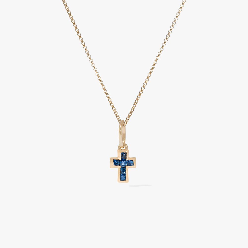Tokens 14ct Gold Sapphire Cross Necklace | Annoushka jewelley